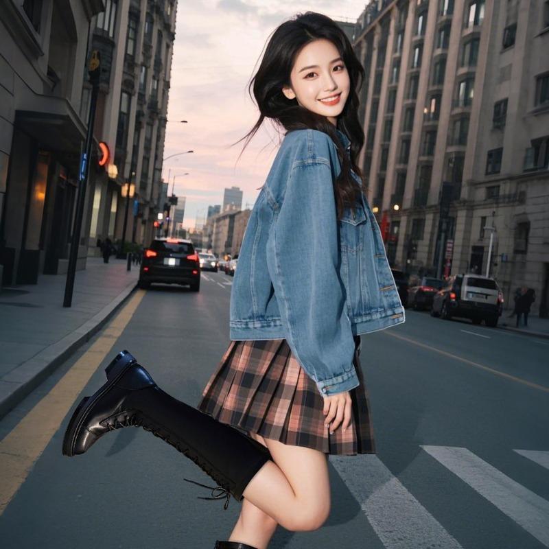 Leather Knight Boots Women's Winter New Velvet Boots Thick Heel Lace-up High Boots Casual Versatile Women's Boots