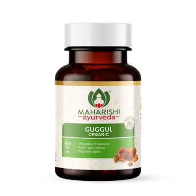 Comprimidos de Guggulu orgánico | Favorece un buen nivel de colesterol y una buena digestión | Paquete de 2 (60 tabletas)