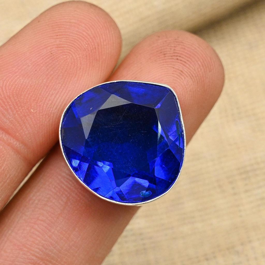 Lavish Blue Sapphire Gemstone 925 Sterling Silver Jewelry Lovely Ring For Her
