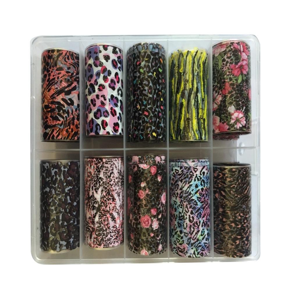 Professional The Starry Sky Nail Foils Stripe Pattern Leopard Print Nail Art Stickers Sequin Effect Transfer Paper Manicure DIY