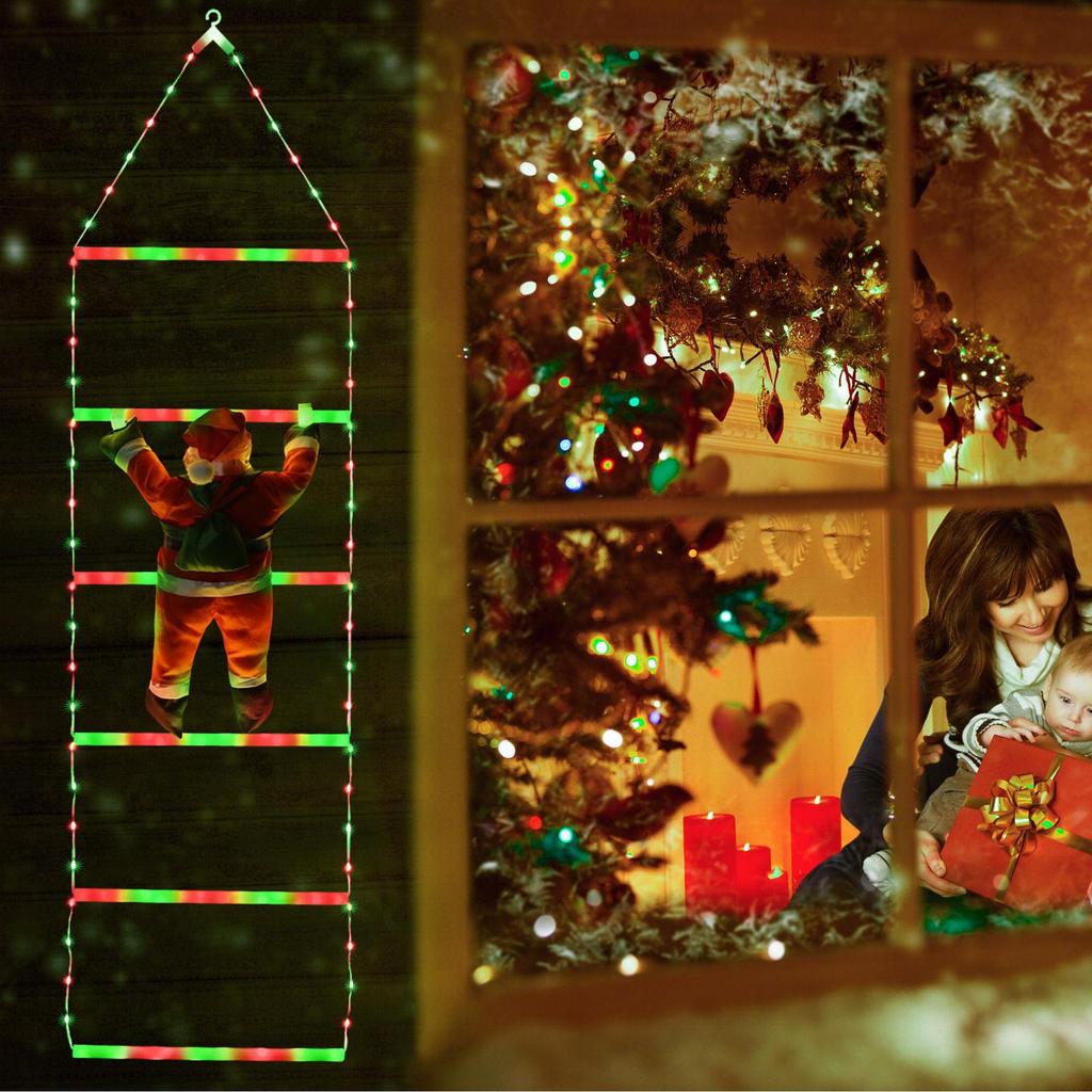 Weihnachts Kletternder Weihnachtsmann Lichterkette - Dekorative Leiter für Baum oder Zuhause