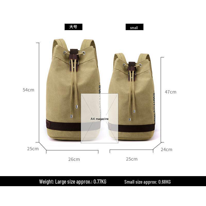 Men's Retro Canvas Drawstring Backpack - Student, Travel, Sports, Basketball Schoolbag