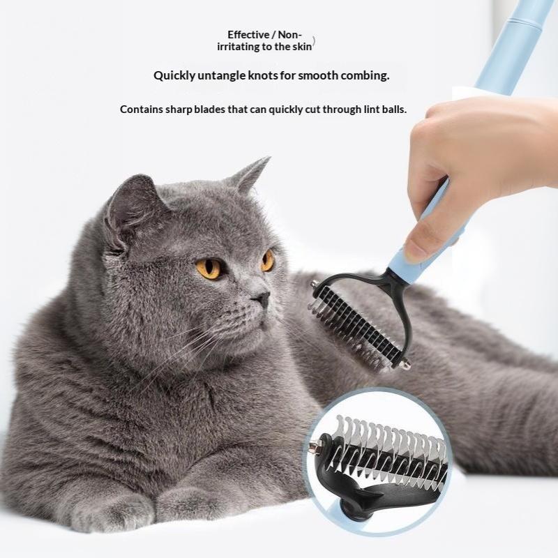 Pet Grooming Dematting Comb Double Sided Safe Blades Non Slip Handle For Dogs Cats Long Haired Pets Grooming