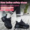 Fashion Anti-slip Work Shoes Women Steel Toe Sneakers Breathable Safety Shoes Indestructible Shoes Security Boots Black Protective Shoe
