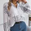 GMXIA Women's Fashion Casual Summer Suit Long Sleeve Collar Blouses & Alphabets Shirts
