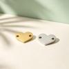 Heart-Shaped Gold & Rose Gold Double Hole Pendant - 12mm Stainless Steel for DIY Jewelry