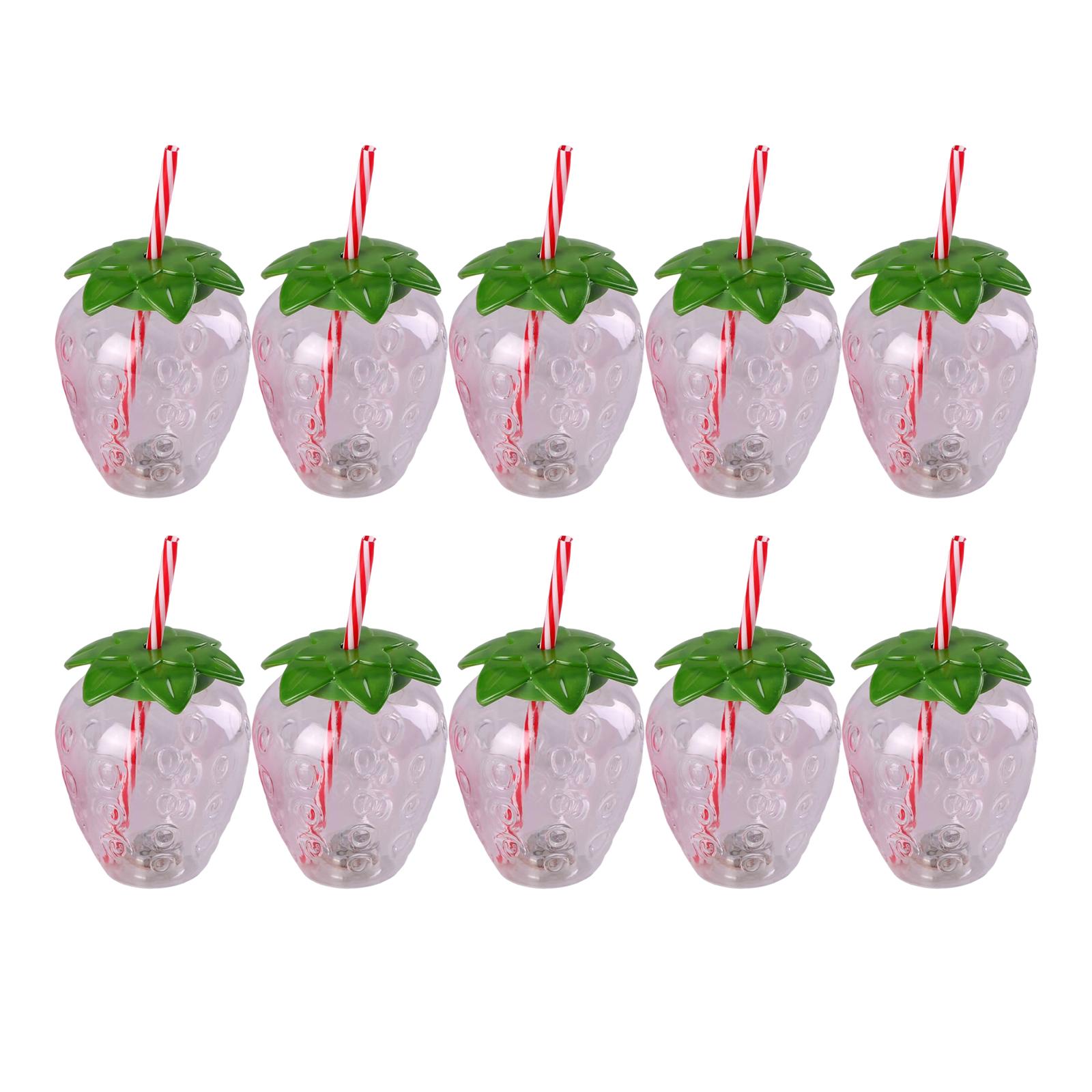 

10x Strawberry Cup Cartoon Water Bottles for Kids Fruit Drinking Cup for Party Favors Birthday Picnic Camping Activities чистый
