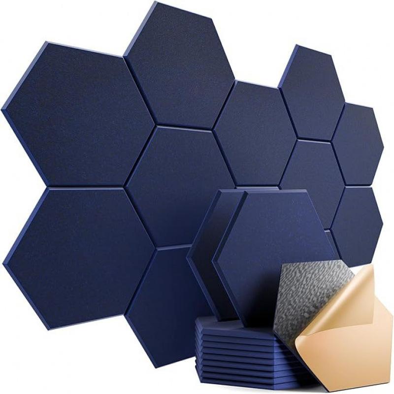 12Pcs Self-adhesive Hexagonal Acoustic Panels Acoustic Foam Panels Y-shaped Liner Design Absorbs Noise and Eliminates