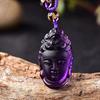 Artificial Amethyst Guanyin Bodhisattva Pendant Men and Women White Crystal Guanyin Amulet Necklace Pendant for Peace and Protection, Exquisite