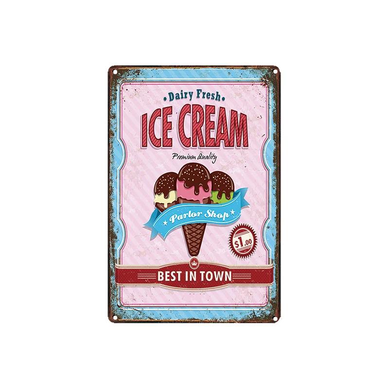 Cupcake Hot Dog Eis Burger Blechschilder Metallplatte Eisenmalereien Küche Dessertladen Retro Shabby Wanddeko Blechplaketten