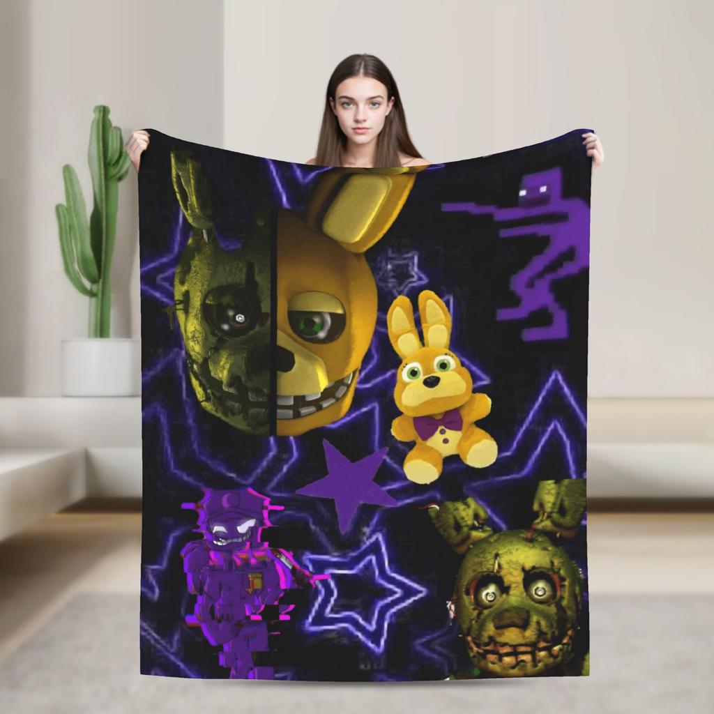 FNAFS At Freddy's Flannel Blanket Warm Soft Throw Blanket for Couch Chair Decorative Fluffy Bedspread Sofa Bed Cover