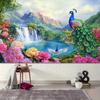 2D Elegant Peacock Floral Waterfall Backdrop Spring Nature Scenery Studio Background Cloth