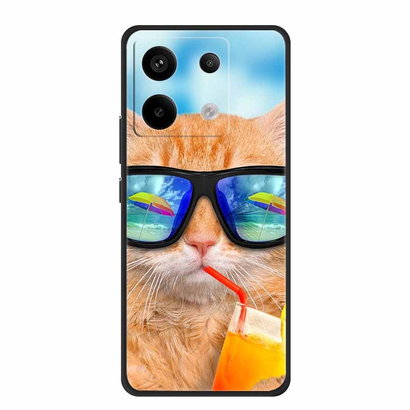 For Redmi Note 13 pro Case Pink Phone Case Fashion Silicone TPU Soft Back Cover Redmi Note 13 Pro Flower Capa 6.67" Cats Coque