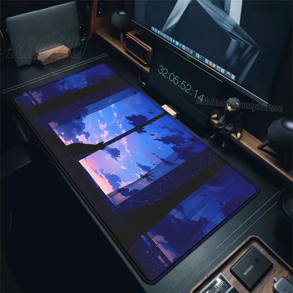 Süßes Katzen-Mauspad Großes Computer-Gamer-Tischpad XXL Gummi-Gaming-Tastatur-Mauspad Buntes Wolken-Schreibtischpad Büroaccessoires