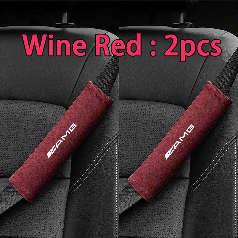 

Suede Car Seat Belt Cushion-Shoulder Pad,Fit,Comfortable,car accessories,for Mercedes Benz AMG W203 W206 W220 W205 W140 W169 вино красного