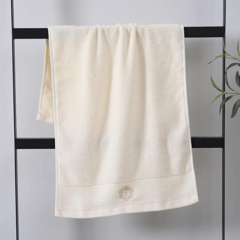 

100% Organic White Cotton Towel Embroidered Luxury Large Bath Hand Face Towel Set for Daily Use 1pcs 34x74cm кремовый