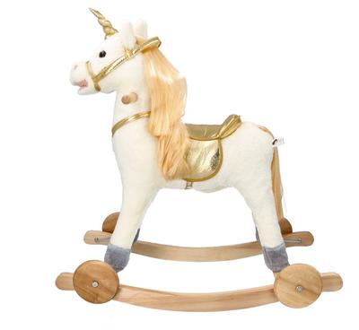 Adam Toys Goldener Einhorn - Schaukelpferd Rutschauto 2in1