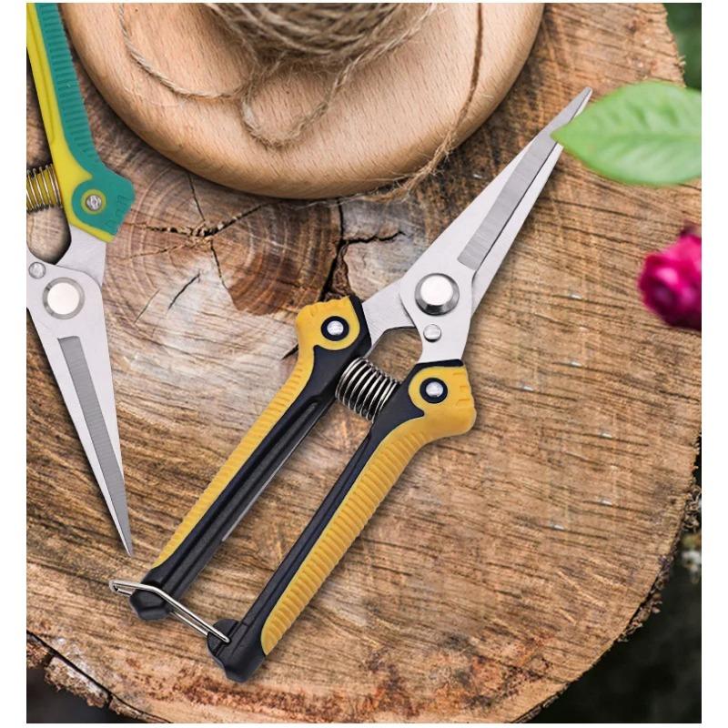 Straight Head Stainless Steel Sharp Slim Blade Labor-Saving Pruning Shears TPR Handle Household Garden Scissors Bonsai Plants