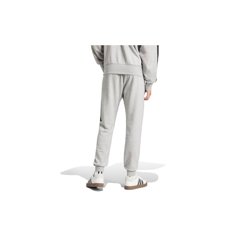 Adidas Essentials BL Sweatpants for Men, Medium Grey Heather/Black (JE8969), Size L