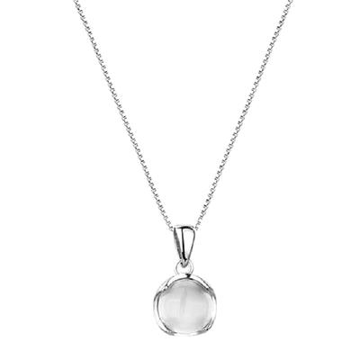 Collana Pendente Rotondo in Calcedonio Bianco Stile Cinese Catena Clavicola in Lega Vintage per Gioielli da Donna Regalo per Feste