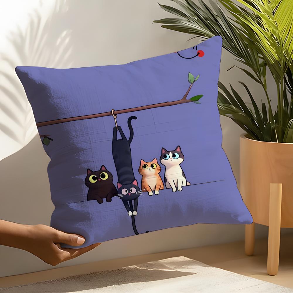 Cute Cartoon Plush Cat Pillow Case Linen Cushion Covers For Decorative Sofa Home Pillows Case Car Chair Pillows Cases
