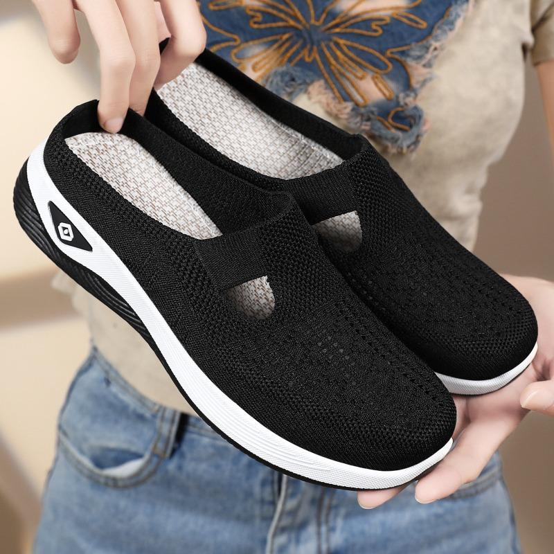 Women‘s Shoes Summer Slip-On Outdoor Sandals Mesh Hollow Casual Soft-Sole Comfortable Mother.