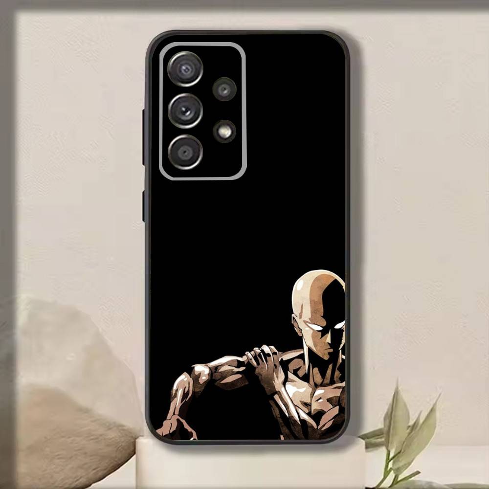 O-One Cartoon P-Punchs Man Phone Case For Samsung S25,S24,S21,S22,S23,S30,Ultra,S20,Plus,Fe,Note,10,9,5G Black Cover