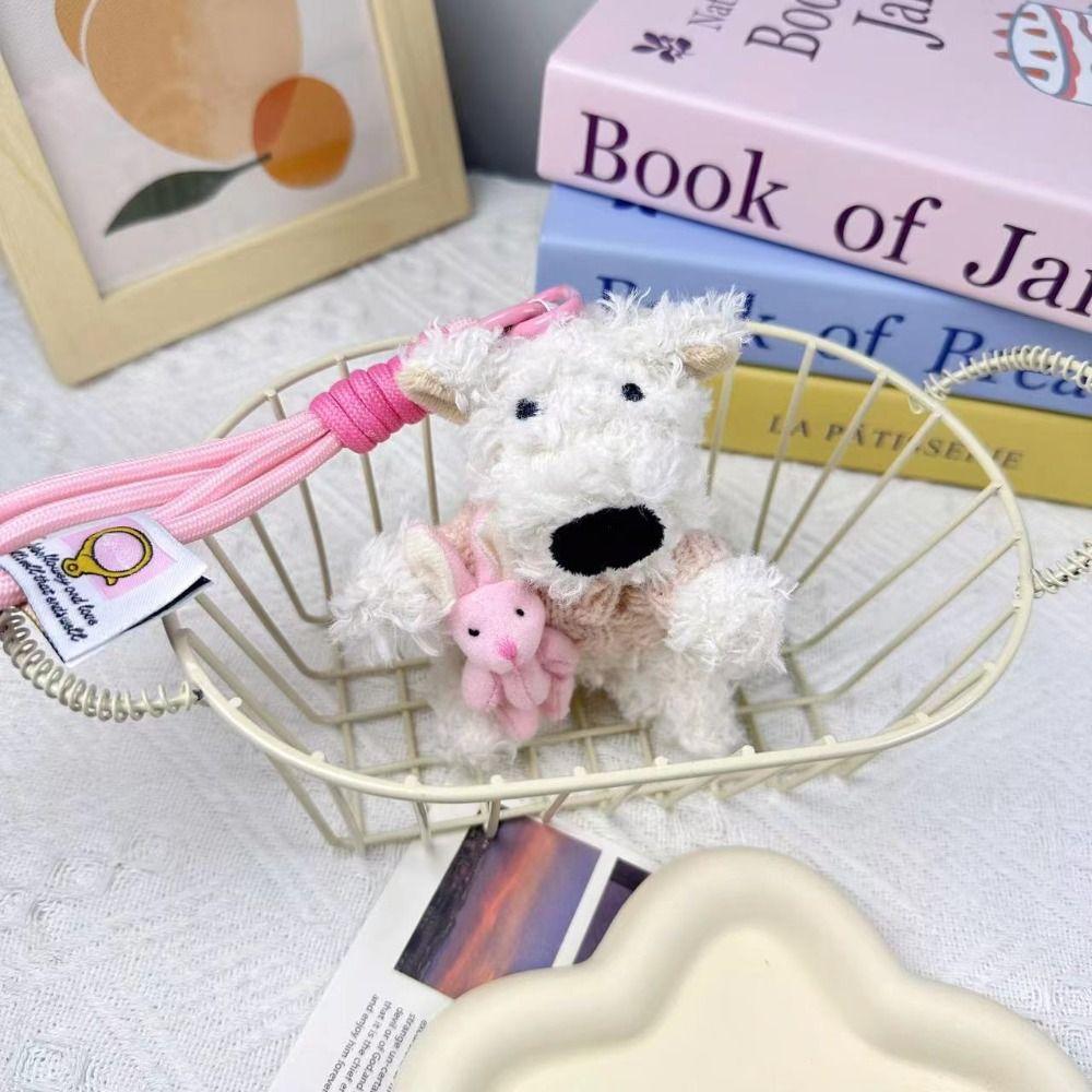 Chaveiros de boneca de cachorro pequeno de pelúcia, animal de desenho animado, filhote de cachorro peludo, presente de aniversário para crianças