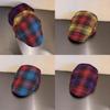 Retro Check Artistic Pattern Cap For Women Winter Fashion Breathable Hat Warm