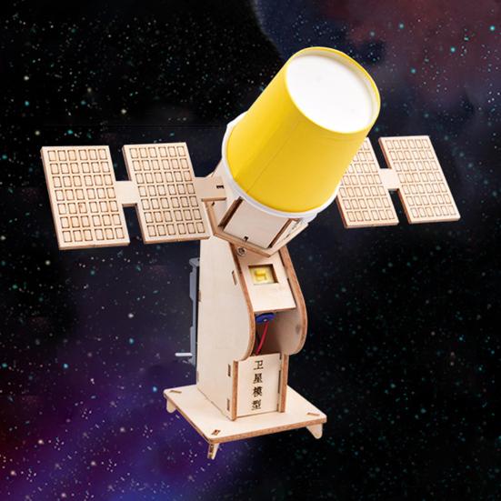 1 Sada DIY Model Umělé Družice Stavebnice Vzdělávací Ručně Vyráběné Dřevěné Puzzle Model Družice Dětské Projekty pro Vědecké Objevování STEM Hračka
