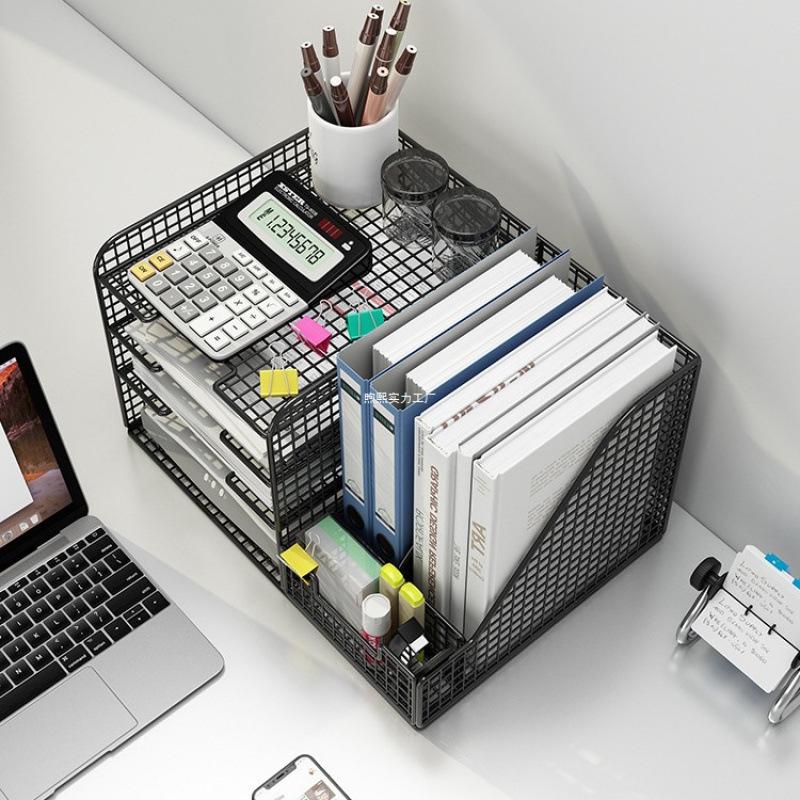 Multi-Layer Desktop Bookshelf Organizer: Large Capacity File and Paper Storage Rack