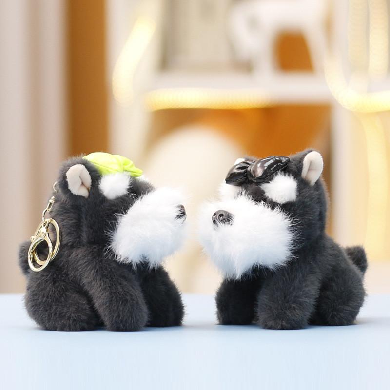 Schnauzer Cute Stuffed Animal Doll Keyring Pendant For Backpack And Car Decor