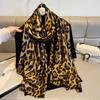 Fashion  Leopard Print Women'S Scarf Summer Sunscreen Big Shawl Oil Painting Flowers Long High-End Scarf