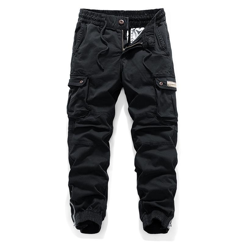 

Overalls men s trendy spring and autumn casual pants dirt-resistant and wear-resistant trousers multi-pocket large-size loose working pants cotton 38 чёрный