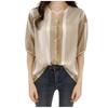 Fashion Womens Casual Half Sleeve Colorblock Striped Shirt  Sleeve Top