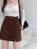 Korean Style High Waist Black Corduroy Skirt for Women - Autumn/Winter Tight-Fitting Versatile One-Piece Skirt
