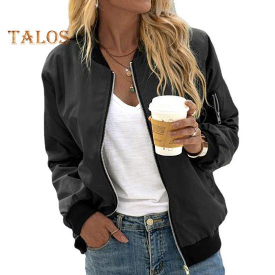 

Осень-весна женское пальто с воротником-стойкой на молнии и эластичными манжетами на подоле, однотонный свободный кардиган для повседневной носки, женская куртка для отдыха на природе L чёрный