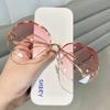 Irregular Round Sunglases Women Brand Designer Gradient Fashion Sun Glasses Female Rimless Metal Curved Temples