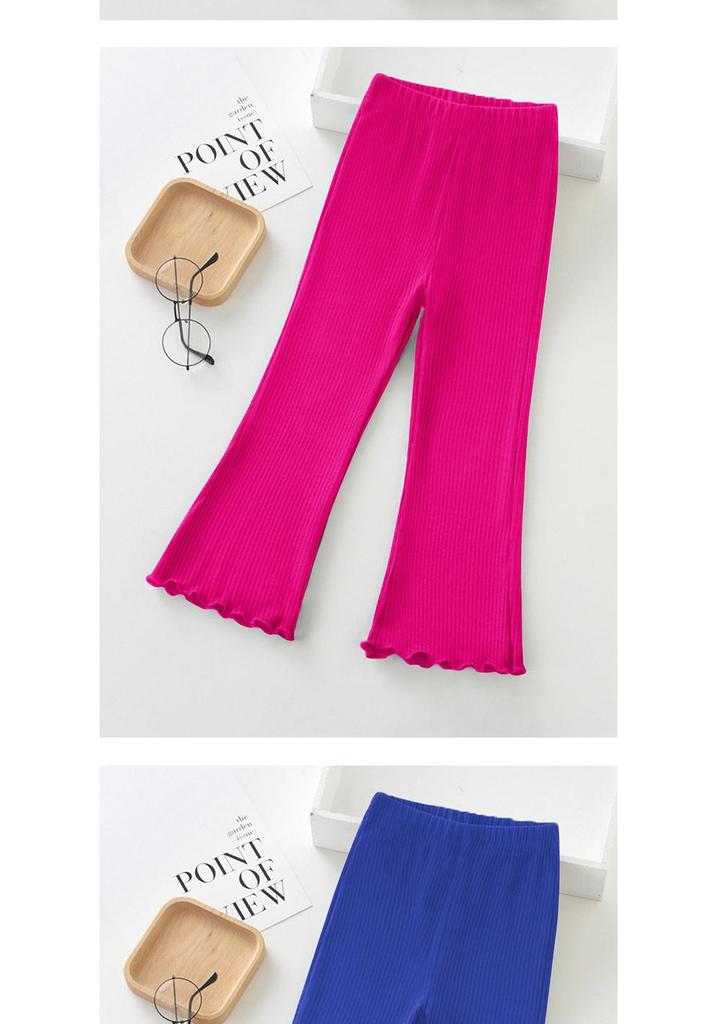 Ribbed Bell Bottom Pants for Infants and Girls - European and American Style, Four-Season Wear