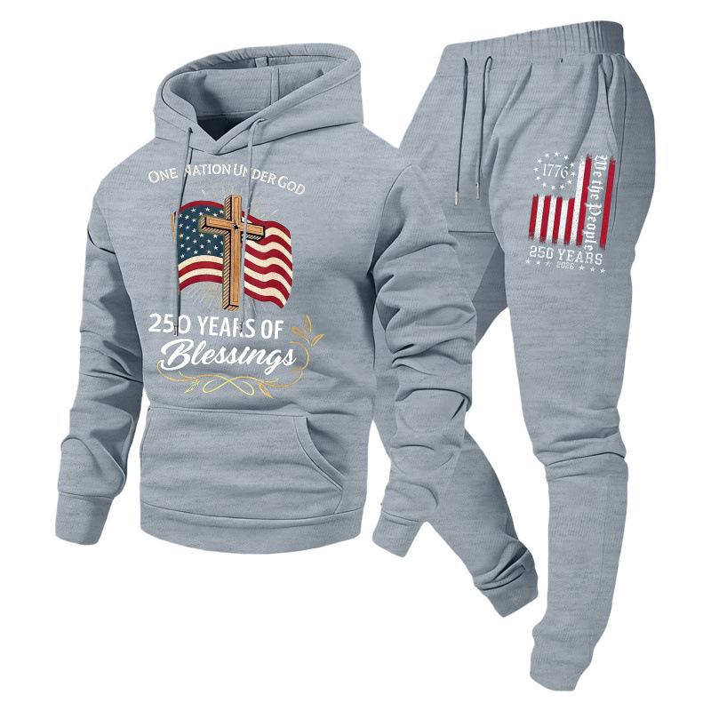 Trendy Fashion Unisex Casual Hooded Plus Velvet Sweatshirt Sportswear Set