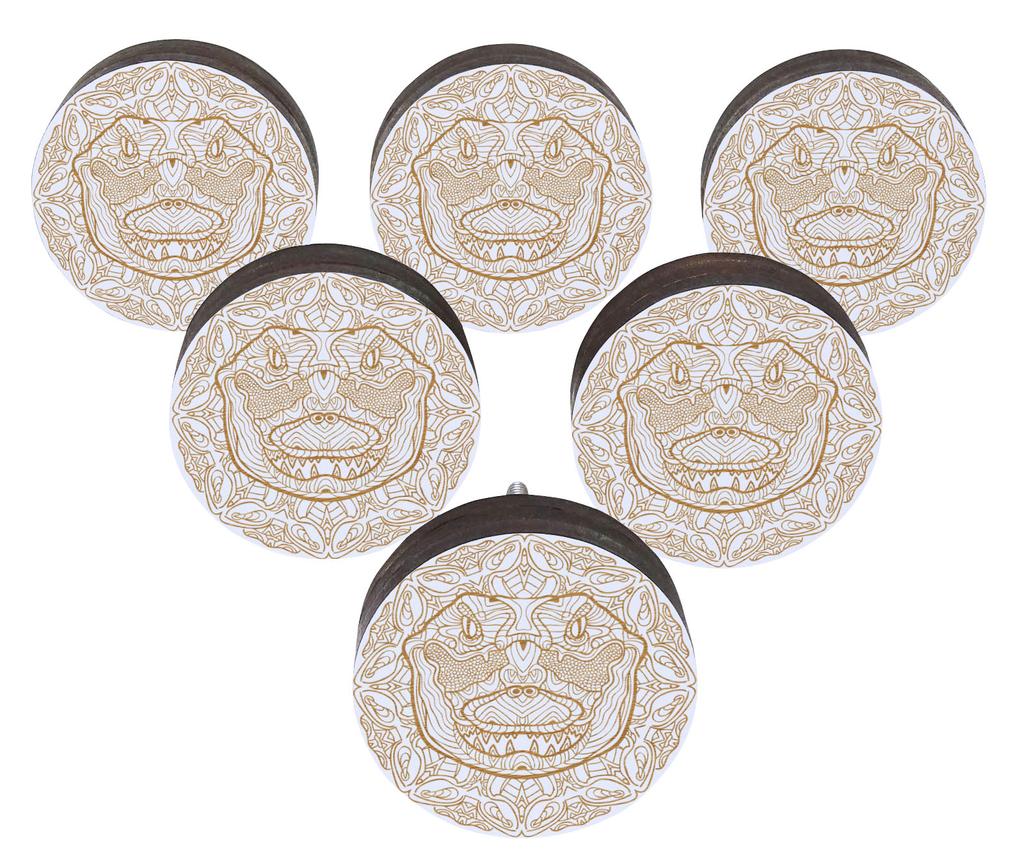 IBA Indianbeautifulart Brown Engraved Knobs 10 Pc Furniture Wooden Scallop Knobs Rustic Drawer