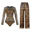 Costume da Bagno Solare Donna Alta Elasticità Ispessito Rete Pantaloni Larghi Costumi da Bagno Europei e Americani Fitness Intero
