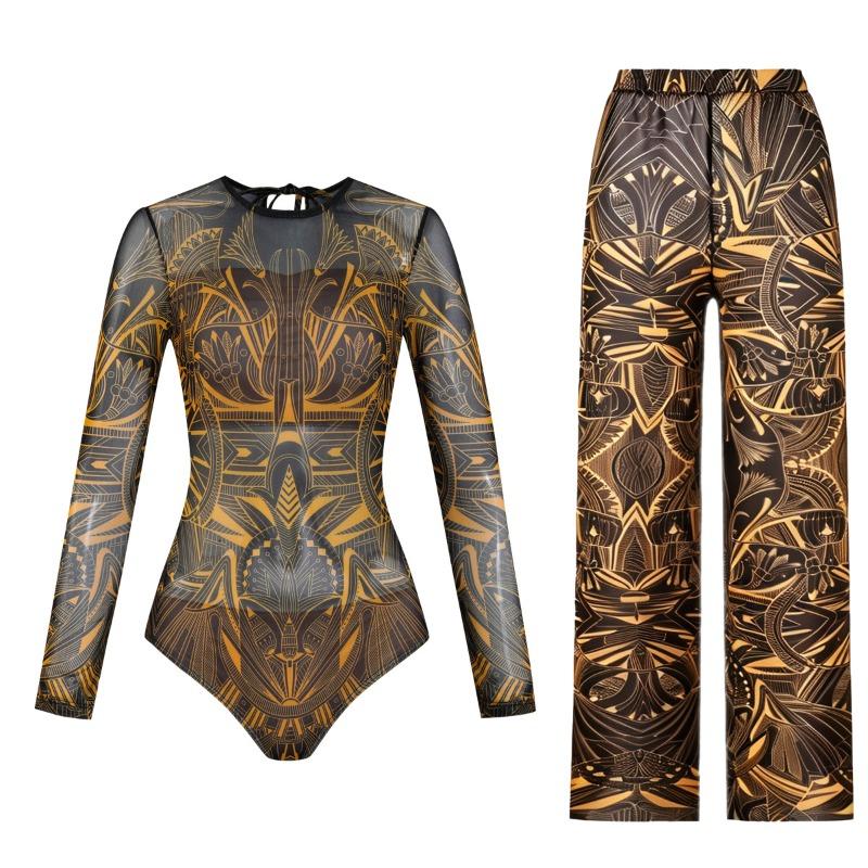 Costume da Bagno Solare Donna Alta Elasticità Ispessito Rete Pantaloni Larghi Costumi da Bagno Europei e Americani Fitness Intero