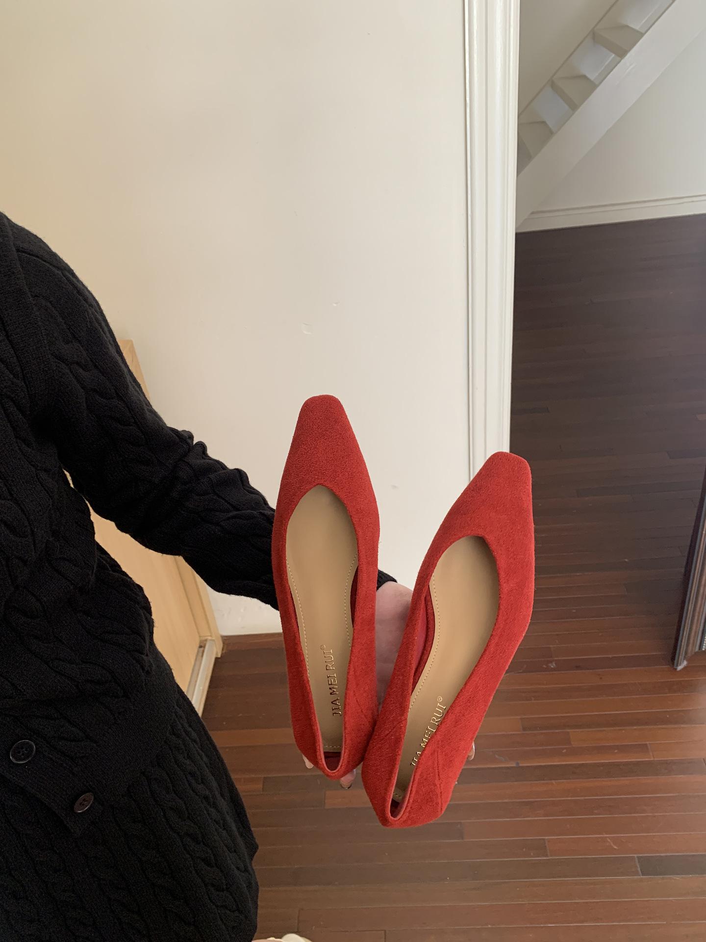 Women s Suede Square Toe Flat French Style Elegant Office Slip-On Pumps - Fashionable Footwear 35