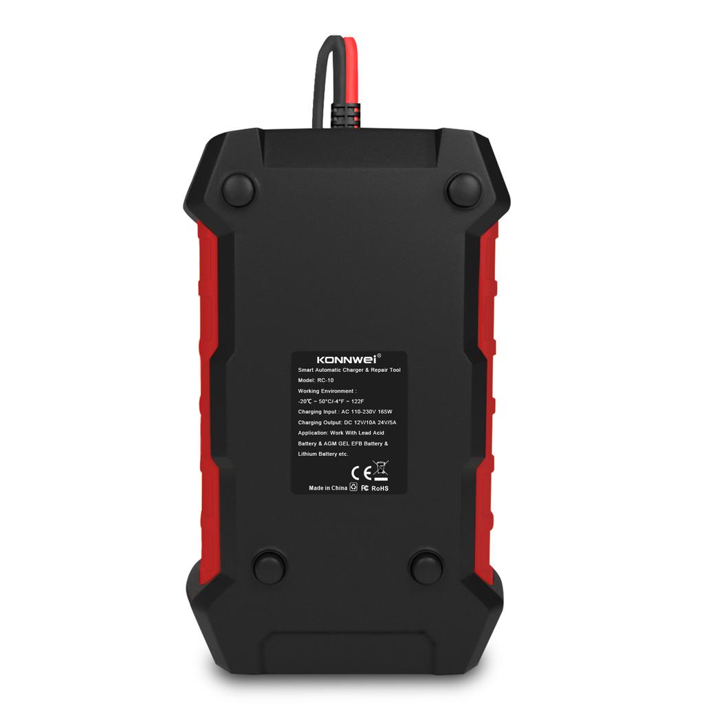 KONNWEI RC10 12V 10A & 24V 5A Battery Charger Battery Pulse Repair Tool for Leadacid Automotive,