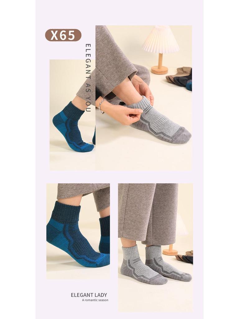 Merino Wool Non-Slip Sports Socks - Breathable, Wear-Resistant, Thick Terry Bottom for Running (Unisex)