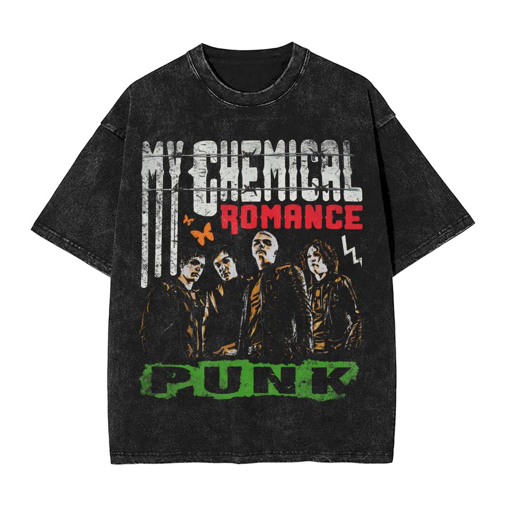 Short Sleeved Round Neck Tshirt Men Clothing Tees Mens TShirt My Chemical Romance Long Live the Black Parade Skeleton Washed
