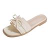 Fairy Temperament Style Flat Bottom Versatile Bow Women's Slippers 2025 Summer New Fashion Trend with Skirt Sandals