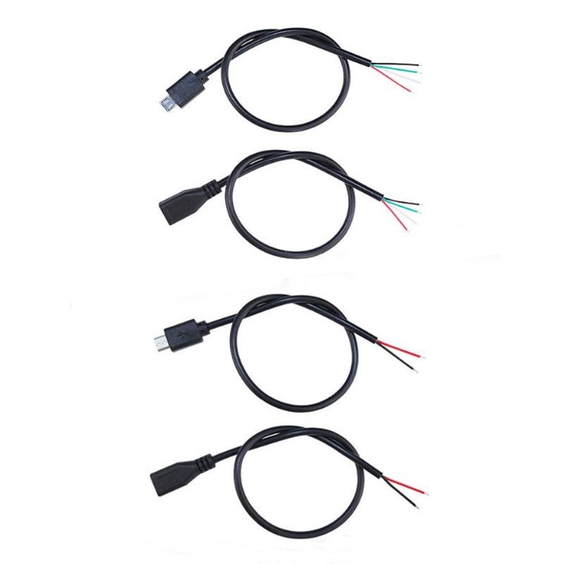 1Pcs USB Type C Micro 2/4 Pin Male / Female Wire Connector Plug Socket DIY Repair Charging Power Supply Extension Cable Cords