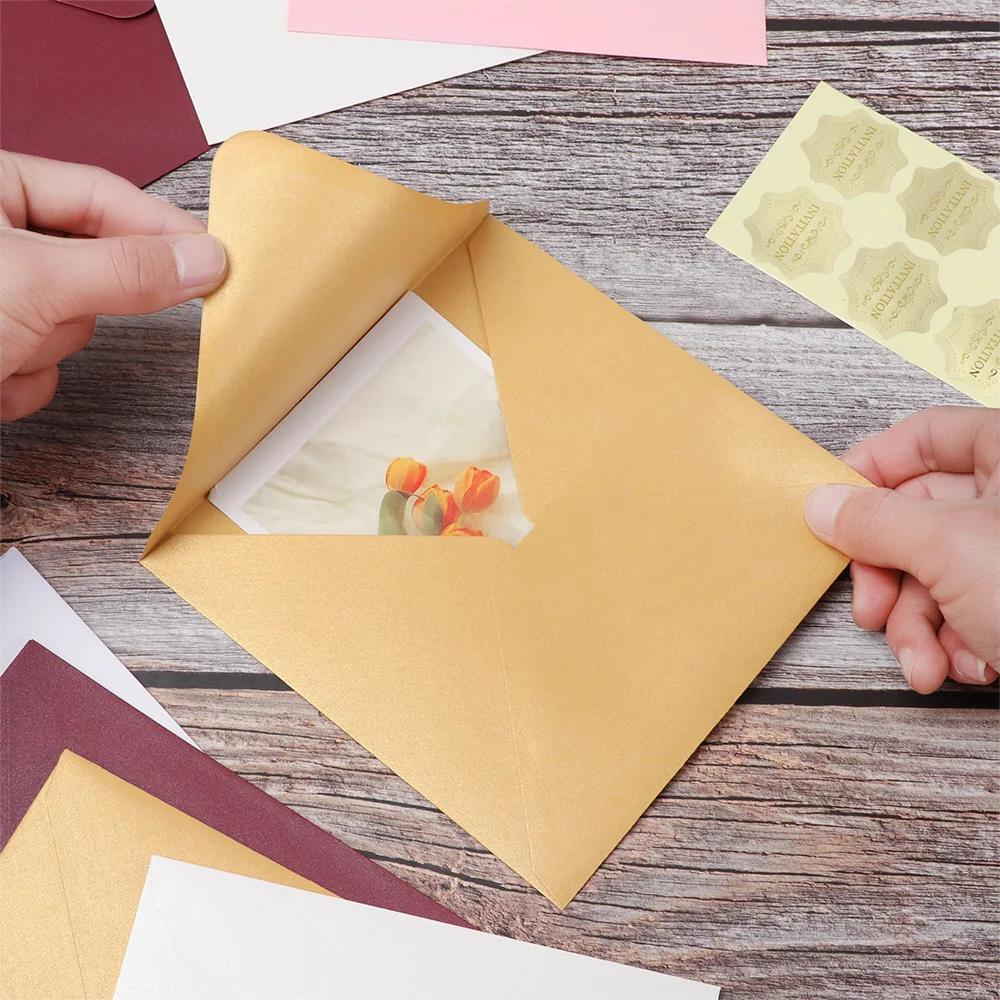 10 PCS/lot Business Gift Multicolor Pearlescent Square Paper Envelopes Pearl Papers Envelope Bag Greeting Card Encased